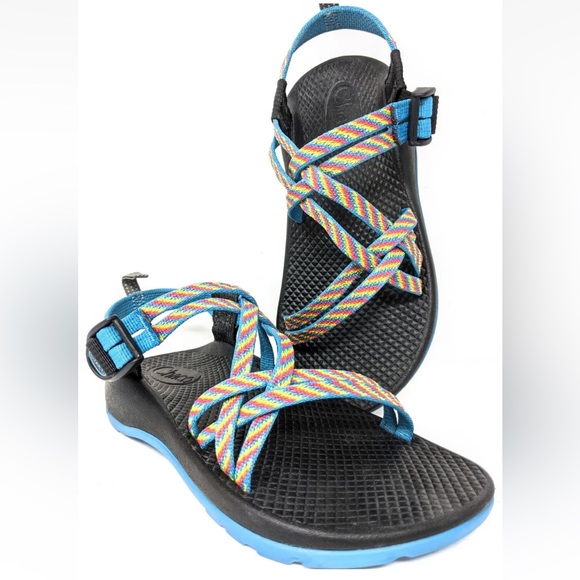 Chaco Shoes Chacos Z Cloud Strappy Blue Pink Rainbow Hiking Water Sport Sandals 4 Youth Kids